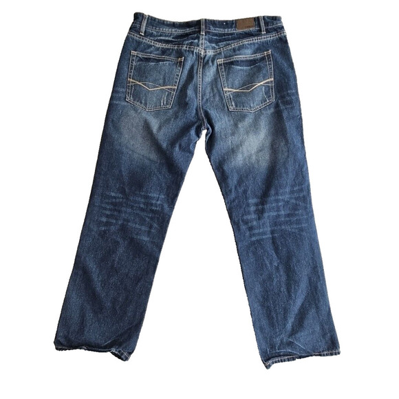 Carbon Jeans Men's Size W38 L32 Straight Leg Dark Blue Wash Wide Leg Y2K Boho - Picture 2 of 16